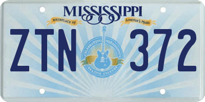 MS license plate ZTN372