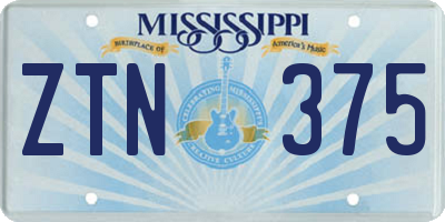 MS license plate ZTN375