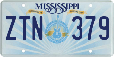MS license plate ZTN379