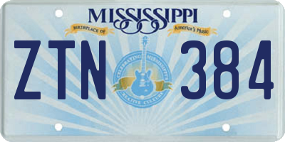 MS license plate ZTN384