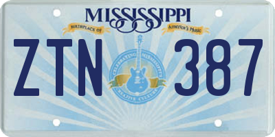 MS license plate ZTN387