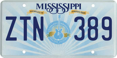 MS license plate ZTN389