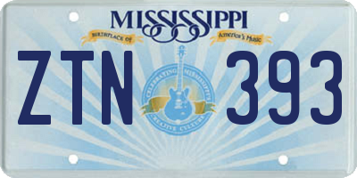 MS license plate ZTN393