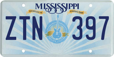 MS license plate ZTN397