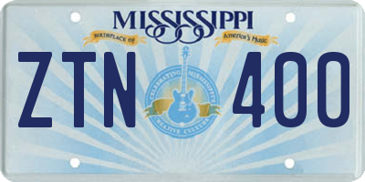 MS license plate ZTN400
