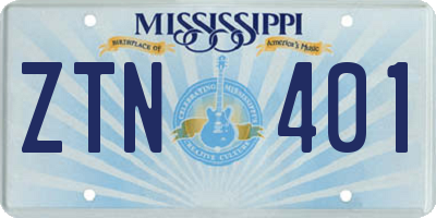 MS license plate ZTN401