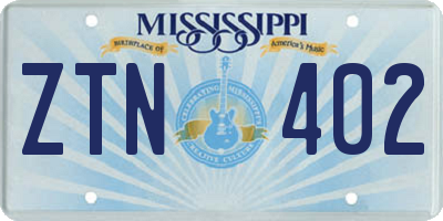 MS license plate ZTN402