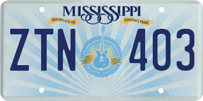 MS license plate ZTN403