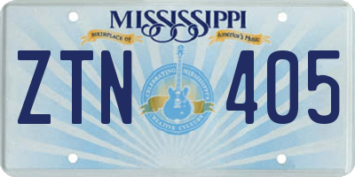 MS license plate ZTN405