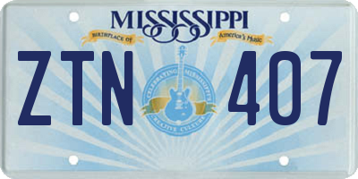 MS license plate ZTN407