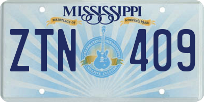 MS license plate ZTN409