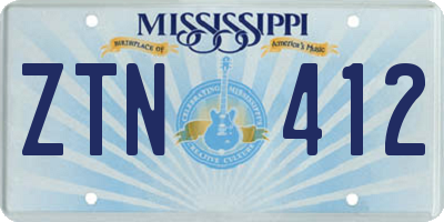 MS license plate ZTN412