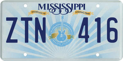 MS license plate ZTN416