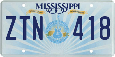 MS license plate ZTN418