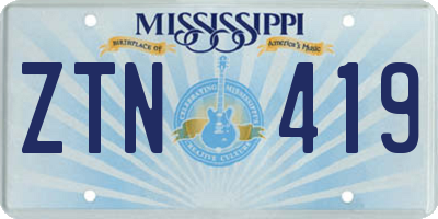 MS license plate ZTN419