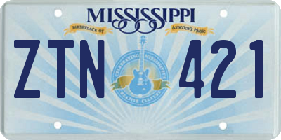 MS license plate ZTN421