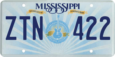 MS license plate ZTN422