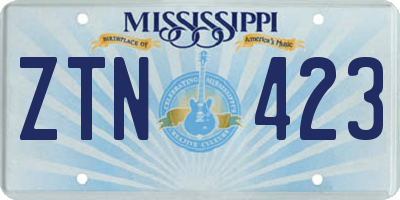 MS license plate ZTN423