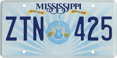 MS license plate ZTN425
