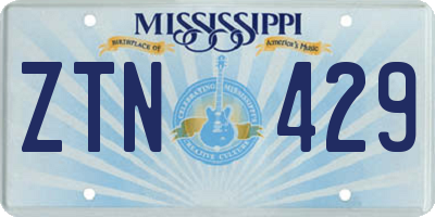 MS license plate ZTN429