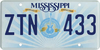 MS license plate ZTN433