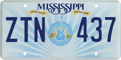 MS license plate ZTN437
