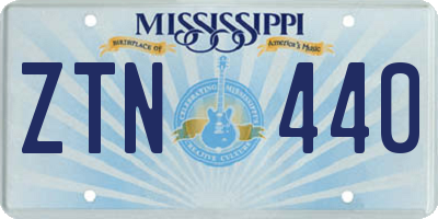 MS license plate ZTN440