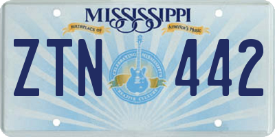 MS license plate ZTN442