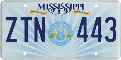 MS license plate ZTN443