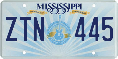 MS license plate ZTN445
