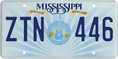 MS license plate ZTN446