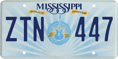MS license plate ZTN447