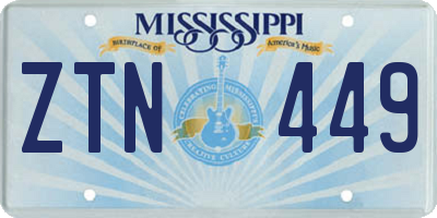 MS license plate ZTN449