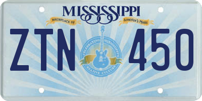 MS license plate ZTN450