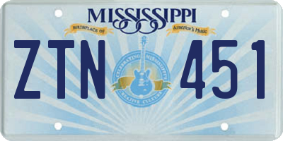 MS license plate ZTN451