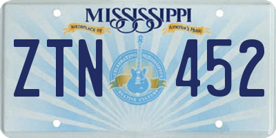 MS license plate ZTN452