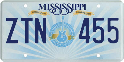 MS license plate ZTN455