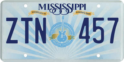 MS license plate ZTN457