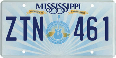 MS license plate ZTN461