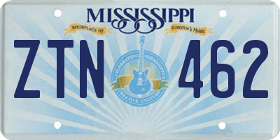 MS license plate ZTN462
