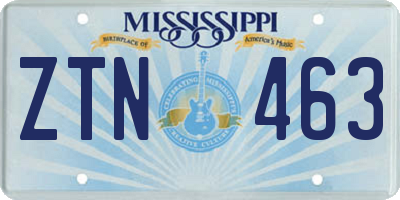 MS license plate ZTN463