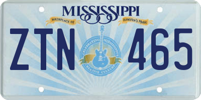 MS license plate ZTN465