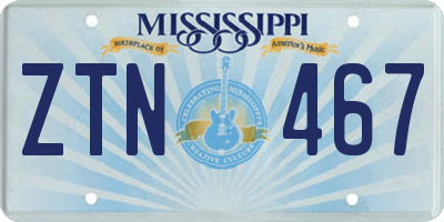MS license plate ZTN467