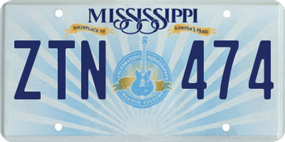 MS license plate ZTN474