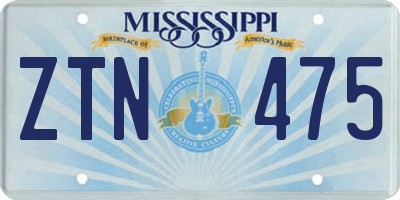 MS license plate ZTN475