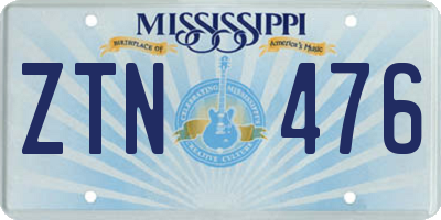 MS license plate ZTN476