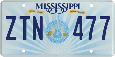 MS license plate ZTN477