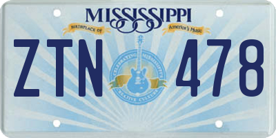 MS license plate ZTN478