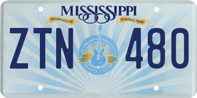 MS license plate ZTN480