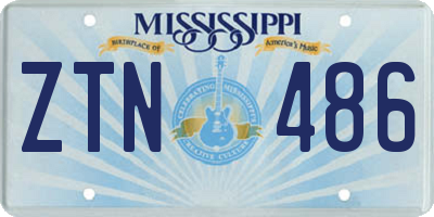 MS license plate ZTN486